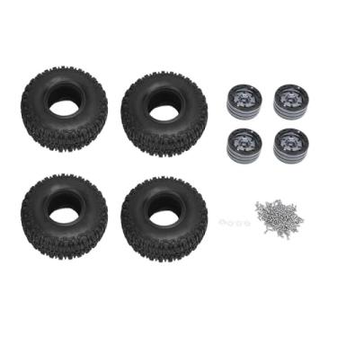 Imagem de RiToEasysports Conjunto de Pneus de Roda de Esteira Rc, Elegante, Plástico, Liga de Alumínio, Kit de Cubos de Roda, Controle Remoto, Substituição de Pneu de Carro para Carro Rc, 120x46mm (Cinza)