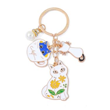 Imagem de Chaveiro Elegant Cat para mulheres, porta-chaves esmaltado para gatos