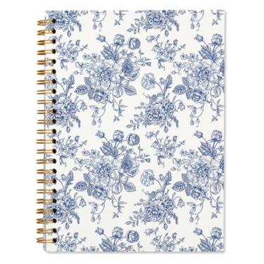 Imagem de WXHUM Caderno espiral chinês flor azul para mulheres, livro de visitas para chá de bebê, material escolar de escritório, cadernos forrados em espiral, presentes de chá de bebê, 14 x 21 cm