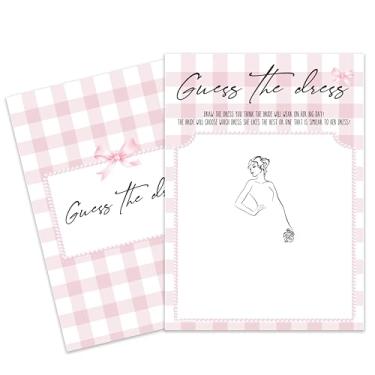 Imagem de Jogo de chá de panela com tema de laço rosa blush, encontre o vestido, suprimentos de chá de casamento, 25 cartas por conjunto, a07