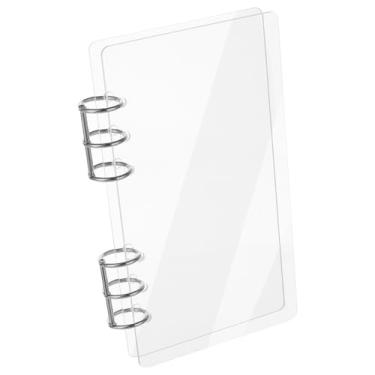 Imagem de CRASPIRE Capa de acrílico para cadernos transparentes com 6 anéis de liga solta, retângulo em branco, A6, protetor de pasta de folhas soltas, recarregáveis, para escola, viagem, escritório, agenda