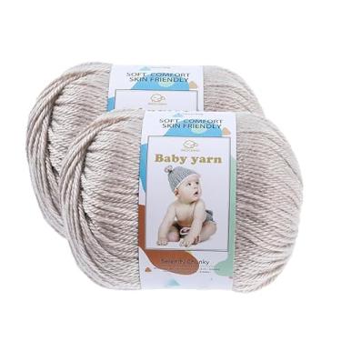 Imagem de Fio de malha para bebês – lã merino 10%, algodão 40%, nylon, 50% novelo de fio macio misturado adequado para tricô de crochê, cobertores de bebê e roupas (aproximadamente 50 g/160 jardas) [conjunto de