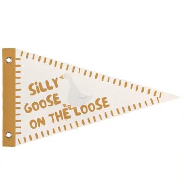 Imagem de WXHUM Silly Goose On the Loose Yellow Felt Flagners Banner Flags, Quarto Infantil Sala de Jogos Decoração de Parede de Parede de Aniversário Silly Goose para Decoração de Quarto de Criança Infantil