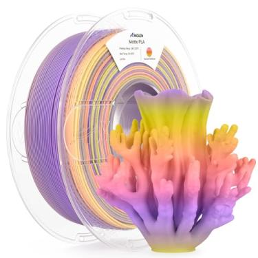 Imagem de AMOLEN Filamento para Impressora 3D Matte Rainbow Pla 1,75 Mm, Acabamento Fosco Multicolorido, Mudança de Cor, Filamento Sunset Rainbow Pla, Precisão Dimensional +/- 0,02 Mm, Carretel de 1 Kg/2,2 Libr