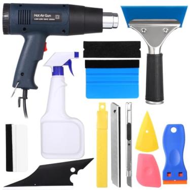 Imagem de Kit de embrulho de vinil de 30 peças para pintura de janela de carro, inclui pistola de calor, faca utilitária, rodos de feltro, garrafa de spray e lâmina de água