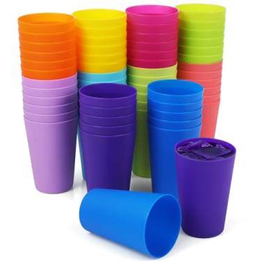 Imagem de Conjunto de copos de plástico coloridos de 60 peças, copos reutilizáveis de 241 g para todas as idades, copos de suco inquebráveis para aniversários, casamentos e piqueniques, cores sortidas