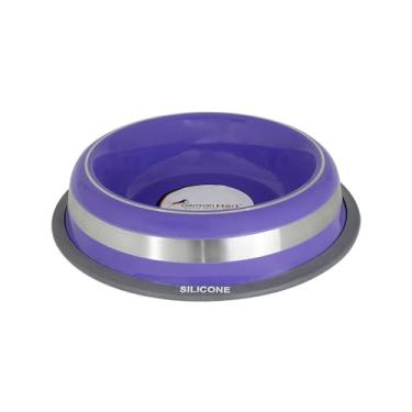 Imagem de Tigela Pet Inox 850ml Roxo – Comedouro Durável e Antiderrapante Prestige