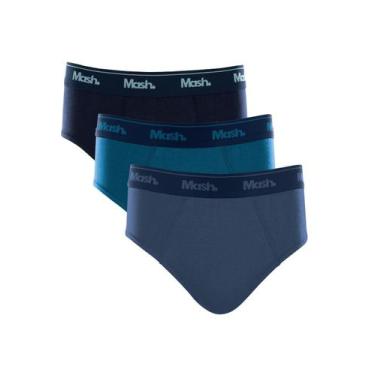 Imagem de Kit/3 Cueca Slip Mash 010.04 Masculina Algodão T. P/GG, M, Az11, Royal