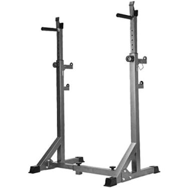 Imagem de LMJYU Rack de agachamento, suporte multifuncional para banco de peso, suporte de banco de pressão livre, altura e largura ajustáveis, suporte de treinamento de força para academia em casa