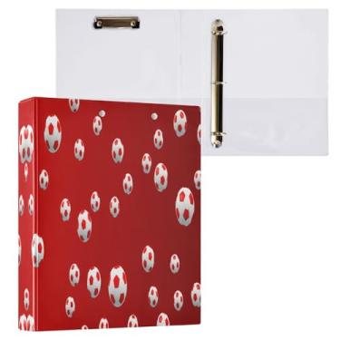 Imagem de STAYTOP Organizador de fichário redondo de futebol vermelho, 3 fichários com prancheta (tamanho carta A4) para material de escritório escolar