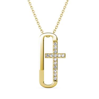 Imagem de Eesphy Colares de cruz para mulheres, pingente cristão de cura banhado a ouro 18K, presente de fé para ela em um dia especial, Banhado a ouro, Sem Pedra Preciosa