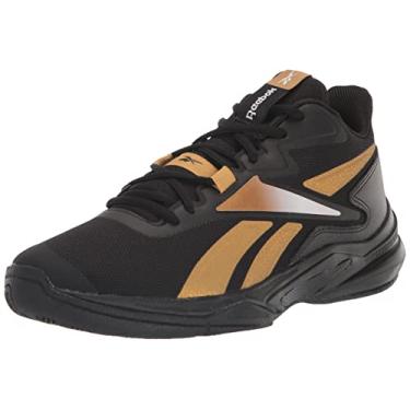 Imagem de Reebok Tênis de basquete masculino More Buckets, Preto/Branco/Latão, 37