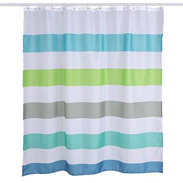 Imagem de Wehome Cortina ou forro de tecido repelente de água com estampa de mosaico listrado, 183 cm x 183 cm (verde)