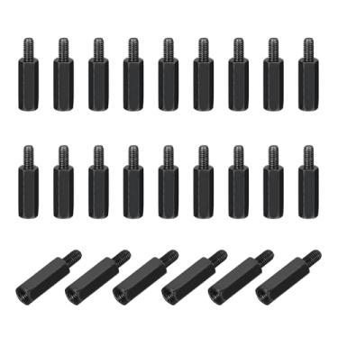 Imagem de PATIKIL 24 peças M3 x 14 + 6 mm macho fêmea hexagonal, espaçador de placa-mãe PCB de aço carbono para gabinetes de computador, placas de circuito, drone FPV, quadricóptero, preto