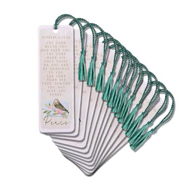 Imagem de Dicksons Marcador de livro com borla cristã inspiradora para livros, estudo da Bíblia, diários 5 x 15 cm, cartolina Lord Bless You and Give You Peace Pacote com 12