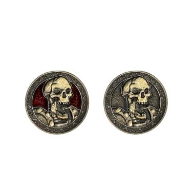 Imagem de Norse Foundry Monster Coins – Esqueleto (pacote com 10) | Fichas RPG de liga de zinco de 25 mm com acabamento em esmalte vermelho | Adereços de fantasia premium para DND, Pathfinder, jogos de mesa