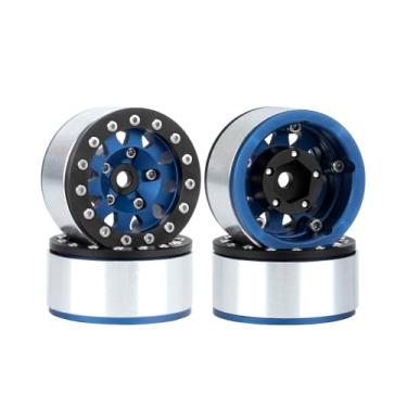 Imagem de LAFEINA Metal 1.55" Beadlock Wheel Rim Parts for 1/18 AX90069 UTB18 1/10 RC Crawler Car D90 Tamiya CC01 LC70 LC80 MST JIMNY(Blue)