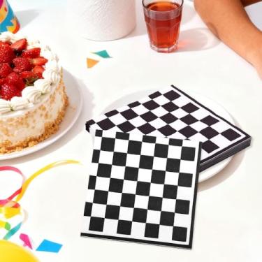 Imagem de Guardanapos de papel Guardanapos descartáveis de coquetel 2 camadas preto e branco Guardanapos decorativos de bebidas para aniversário, casamento, restaurante, piquenique, bar, decoração de mesa de