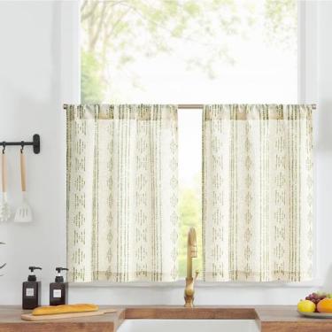 Imagem de Cortinas Jinchan Boho Kitchen 76x30 cm Linho 2 painéis
