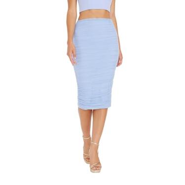 Imagem de Dress the Population Saia feminina Love Mesh, Midi, Bodycon, decote coração, céu, PP