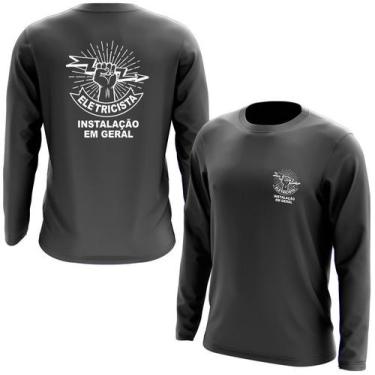 Imagem de Camiseta Manga Longa Eletricista - Estampa Norte, M, Cinza chumbo