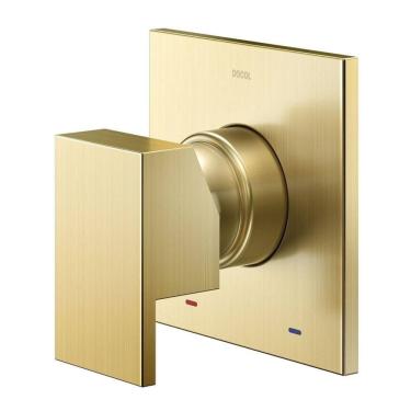 Imagem de Acabamento monocomando para chuveiro e ducha higiênica 1/2`` New Edge/Minima ouro escovado Docol