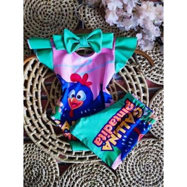 Imagem de Bodys Baby & Baby Menina Infantil Temático Galinha Pintadinha + Short,