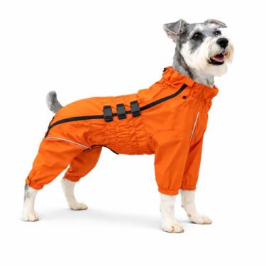 Imagem de Jaqueta impermeável para cães, leve, impermeável, refletiva, segurança para cães, à prova de vento, à prova de neve, colete para cães pequenos, médios e grandes, laranja P