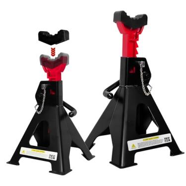 Imagem de Suportes de tomada de 6 toneladas, ajustáveis de 39,6 a 59,4 cm com trava de pino duplo, suportes de macaco resistentes com almofadas de borracha extras, elevadores de carro para garagem doméstica