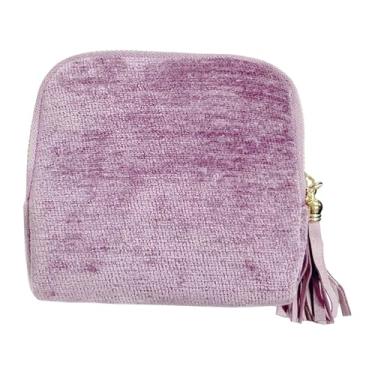 Imagem de Dynwave Estojo organizador de joias pequeno para viagem, porta-anéis, elegante suporte de veludo para brincos, bolsa para guardar pequenos objetos, ideal para, Violeta Claro