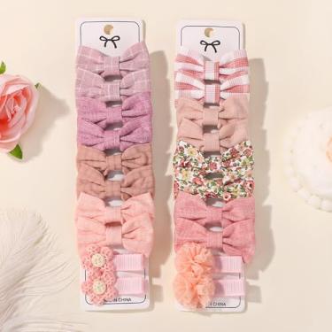 Imagem de 20 peças de grampos de cabelo pequenos para bebês meninas 3,6 cm - 5,6 cm mini conjunto de presilhas antiderrapantes totalmente forradas artesanais laço flor acessórios de cabelo para recém-nascidos