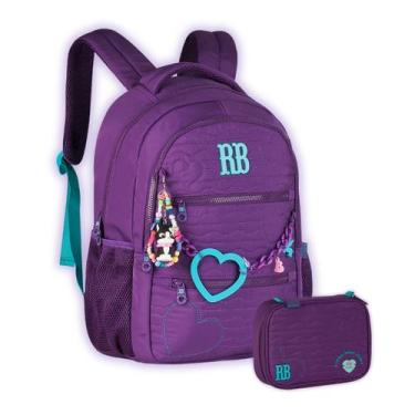 Imagem de Kit Mochila Costas Rebecca Bonbon Teen e Estojo Box Meninas, Roxo