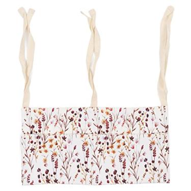 Imagem de Organizador de cama de bebê em algodão estampado de alta capacidade ajustável para pendurar fraldas com 2 bolsos, perfeito para armazenamento de cabeceira de bebê, ideal para (Padrão de estampa