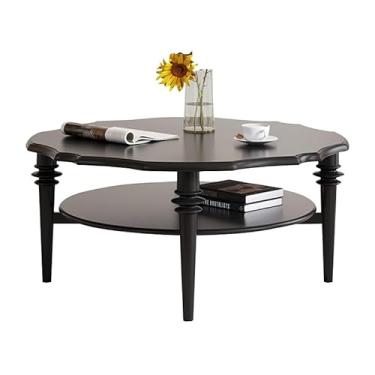 Imagem de Mesa de centro retrô mesa de café sala de estar mesa de chá preto casa madeira maciça armário quarto mesa