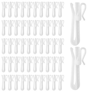 Imagem de 50 ganchos de plástico para cortina, 85 mm/8,35 polegadas, sistema de catraca, ajustável, plissado, drapeado, gancho, clipes para janela, porta e quarto, cortina de chuveiro, acessórios para pendurar