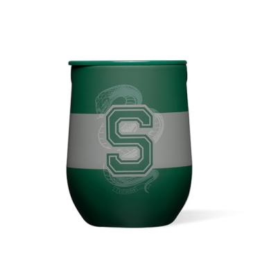 Imagem de Corkcicle Copo de vidro de vinho sem haste da Sonserina Harry Potter, construção de aço inoxidável com isolamento triplo, laterais fáceis de segurar, mantém as bebidas geladas por 9 horas, 340 g