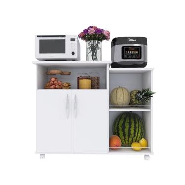 Imagem de Armário Organizador Móvel com Rodízios, 5 Prateleiras, Porta com Dobradiças, Preto, para Banheiro e Lavanderia