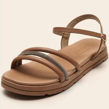 Imagem de Sandália Slide Feminina Flatform Tiras Strass Moleca 5490.120.29769-Feminino