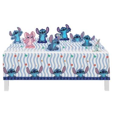 Imagem de Kit Festa Stitch Disney 1 Toalha de Mesa + 8 Decorações de Mesa Festco