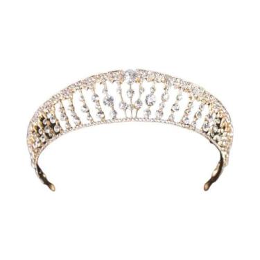 Imagem de Tiaras De Casamento Em Cristal Dourado, Coroas De Noiva Com Strass Par