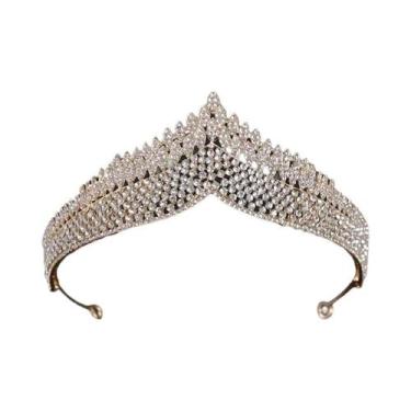 Imagem de Tiaras De Casamento Em Cristal Dourado, Coroas De Noiva Com Strass Par