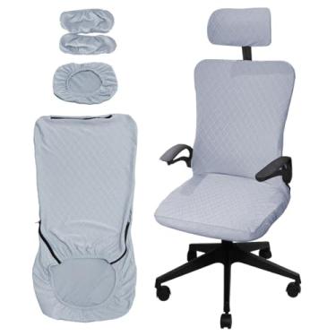 Imagem de Daunkang Conjunto de capas ergonômicas para cadeira de escritório com capa elástica para cadeira de computador e encosto de cabeça, capas protetoras laváveis para cadeira giratória de computador, 4