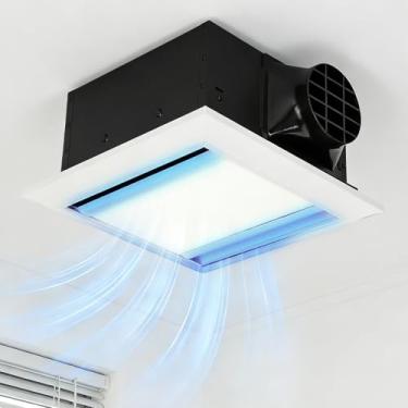 Imagem de Chaoos Exaustor de banheiro com luz, 160 CFM e 1.0 Sone ultra silencioso montagem 10x10 ventilador de ventilação de banheiro de liga de alumínio, ventilador de teto quadrado para banheiro, fácil