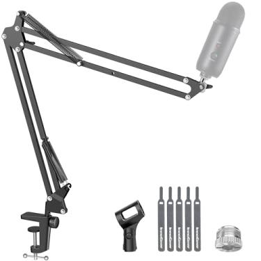 Imagem de InnoGear Suporte de microfone Boom Arm para Blue Yeti HyperX QuadCast SoloCast Snowball Fifine Shure SM7B e outros microfones, braço estendido (preto)