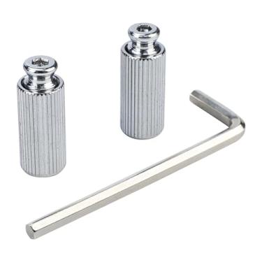 Imagem de OVSAL Pinos de ponte para guitarra elétrica, âncoras cromadas M6, parafusos de montagem e buchas de inserções compatíveis com peças de substituição de pontes de guitarra Stratocaster Stratocaster