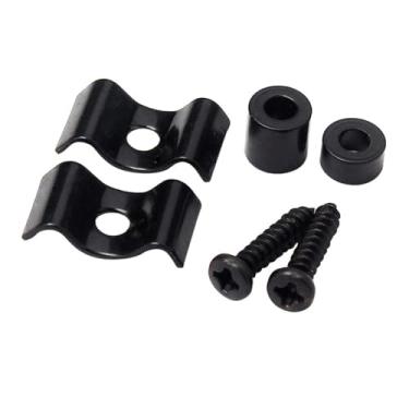 Imagem de Guias de retenção de cordas de guitarra, 2 peças com parafusos de montagem para guitarra elétrica Fender Stratocaster Strat Tele Style (preto)