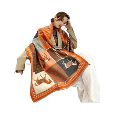 Imagem de Cachecol Feminino De Luxo Em Caxemira Para Inverno, Xale Quente E Gros