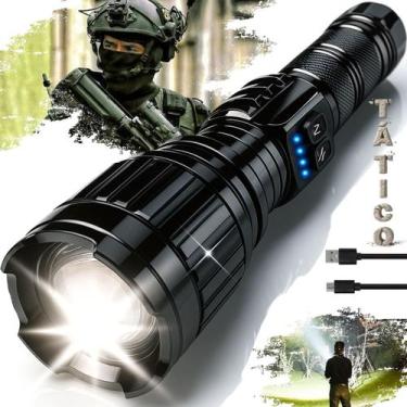 Imagem de Lanterna Led Recarregável Zoom 5 Modos Power Bank Bateria 5000mAh Ip54