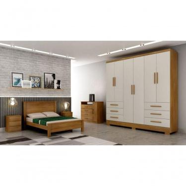 Imagem de Guarda Roupa Solteiro Com Pés 6 Portas 6 Gavetas Encant-cumaru Off White Móveis Novo Horizonte