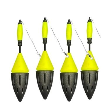 Imagem de Boia Cascavel de Pesca com Chumbo Integrado 65g, Arremesso Longo e Alta Precisão, Ideal para Ceva, Rios, Lagos e Pesqueiros, Sensibilidade na Fisgada Kit c/4UN (amarelo)